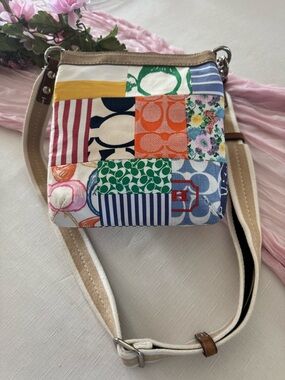 Coach Multicolor Patchwork Crossbody Bag with Cream Strap